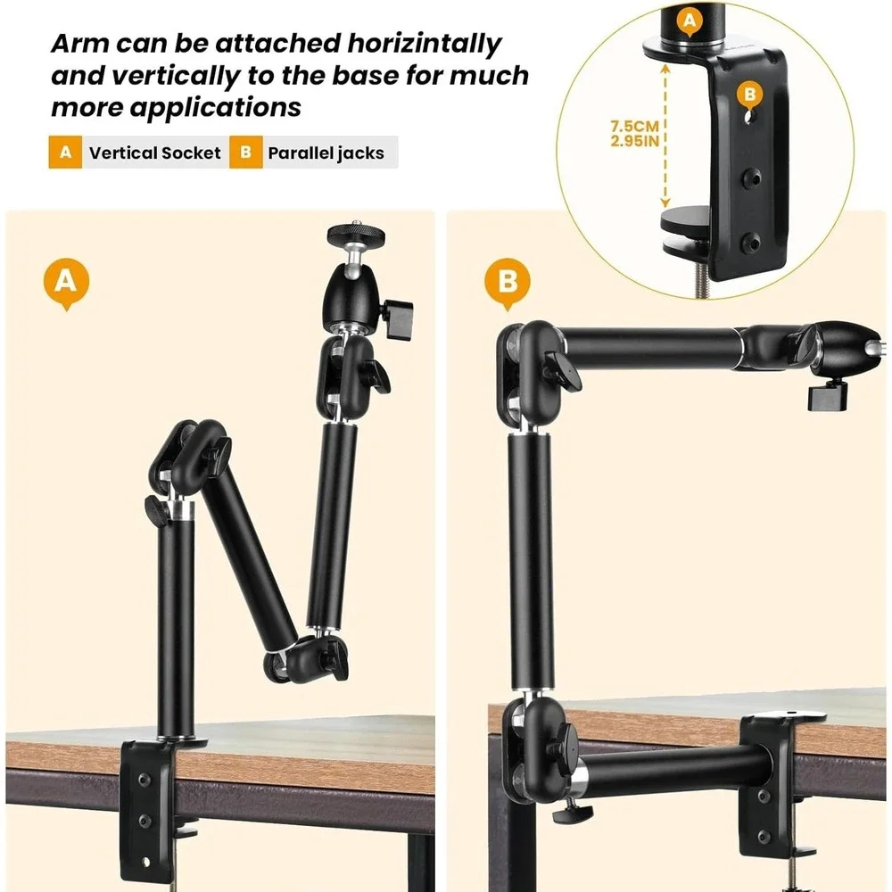 TARION TKA01-M Desk Camera Mount Stand‎ – Heavy Duty Articulating Arm Clamp